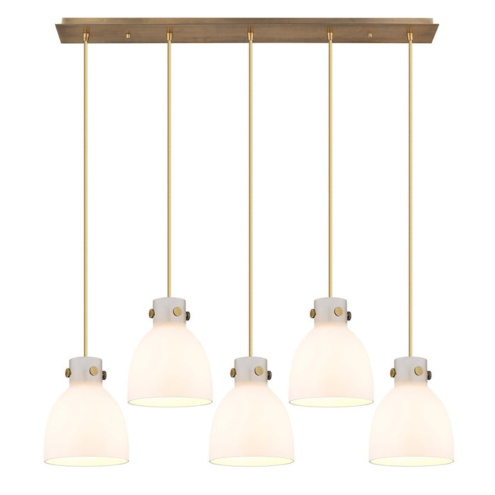 Innovations Newton Bell 5Lt 8" CL Pendant, BS/WH - 125-410-1PS-BB-G412-8WH