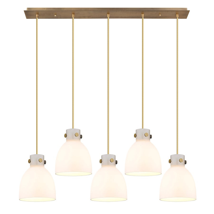 Innovations Newton Bell 5Lt 8" CL Pendant, BS/WH - 125-410-1PS-BB-G412-8WH