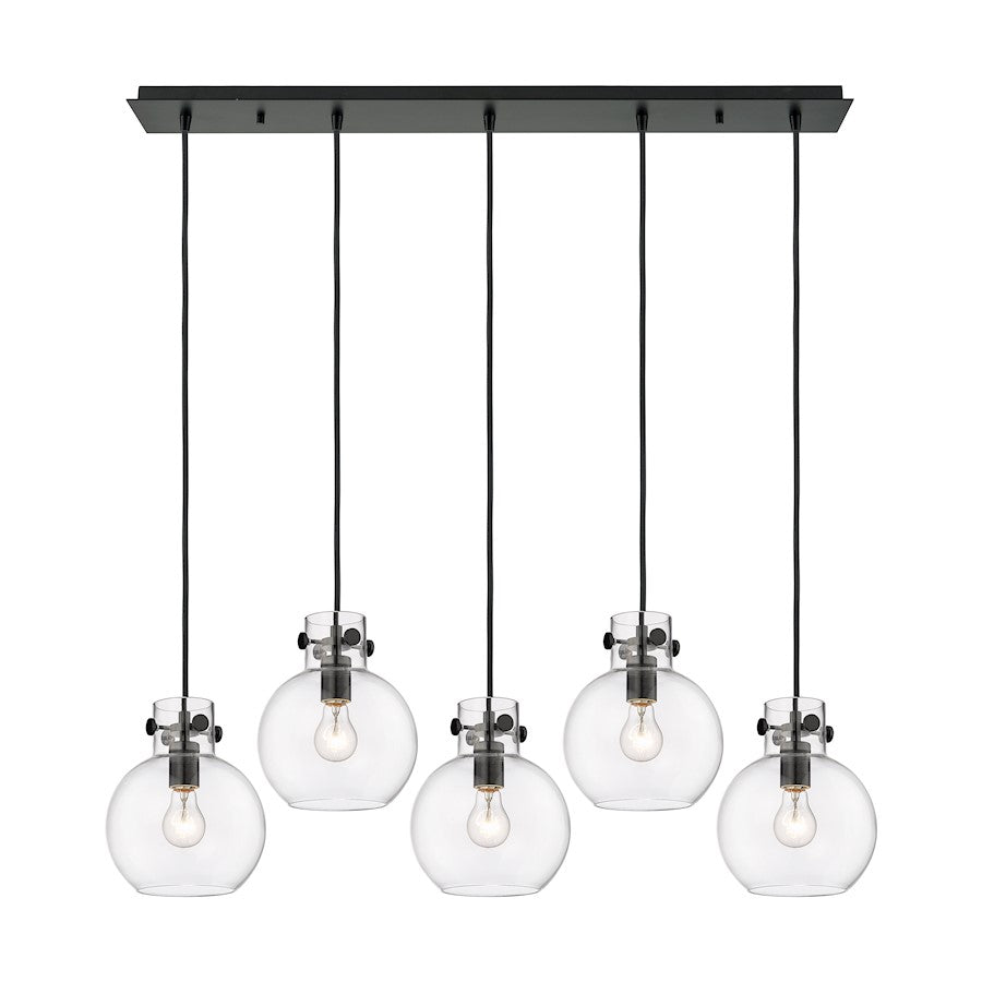 Innovations Newton Sphere 5Lt 8" CL Pendant, BK/CL - 125-410-1PS-BK-G410-8CL