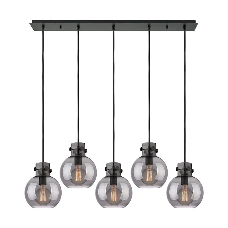 Innovations Newton Sphere 5Lt 8" CL Pendant, BK/SM - 125-410-1PS-BK-G410-8SM