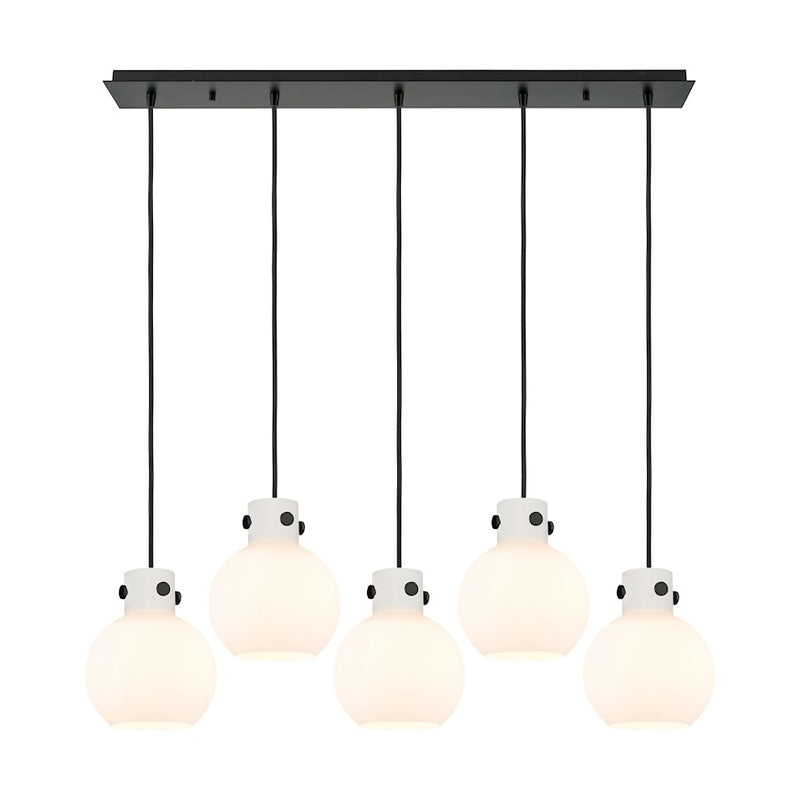 Innovations Newton Sphere 5Lt 8" CL Pendant, BK/WH - 125-410-1PS-BK-G410-8WH