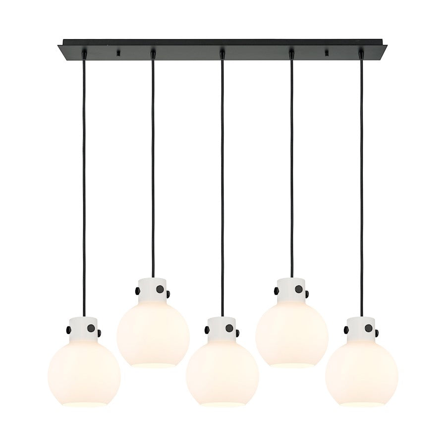 Innovations Newton Sphere 5Lt 8" CL Pendant, BK/WH - 125-410-1PS-BK-G410-8WH