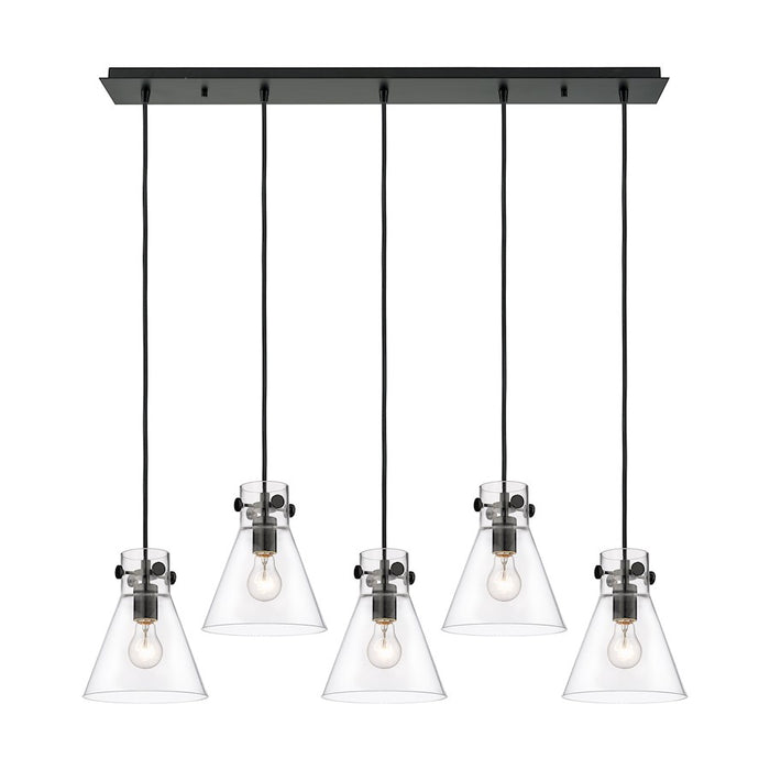 Innovations Newton Cone 5Lt 8" CL Pendant, BK/CL - 125-410-1PS-BK-G411-8CL