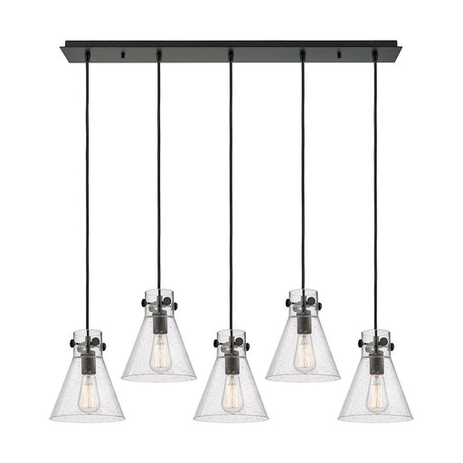 Innovations Newton Cone 5Lt 8" CL Pendant, BK/SD - 125-410-1PS-BK-G411-8SDY