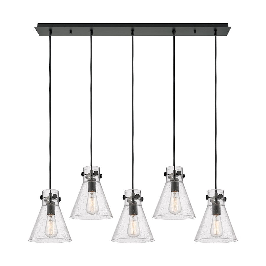 Innovations Newton Cone 5Lt 8" CL Pendant, BK/SD - 125-410-1PS-BK-G411-8SDY