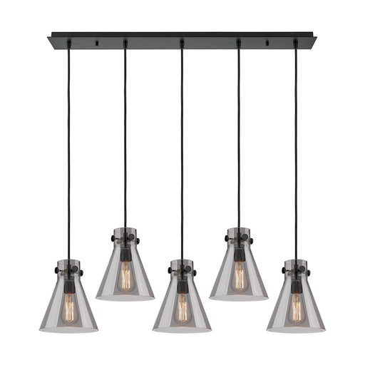 Innovations Newton Cone 5Lt 8" CL Pendant, BK/SM - 125-410-1PS-BK-G411-8SM