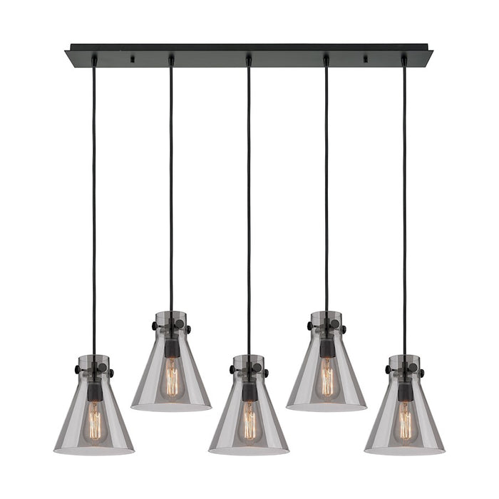 Innovations Newton Cone 5Lt 8" CL Pendant, BK/SM - 125-410-1PS-BK-G411-8SM