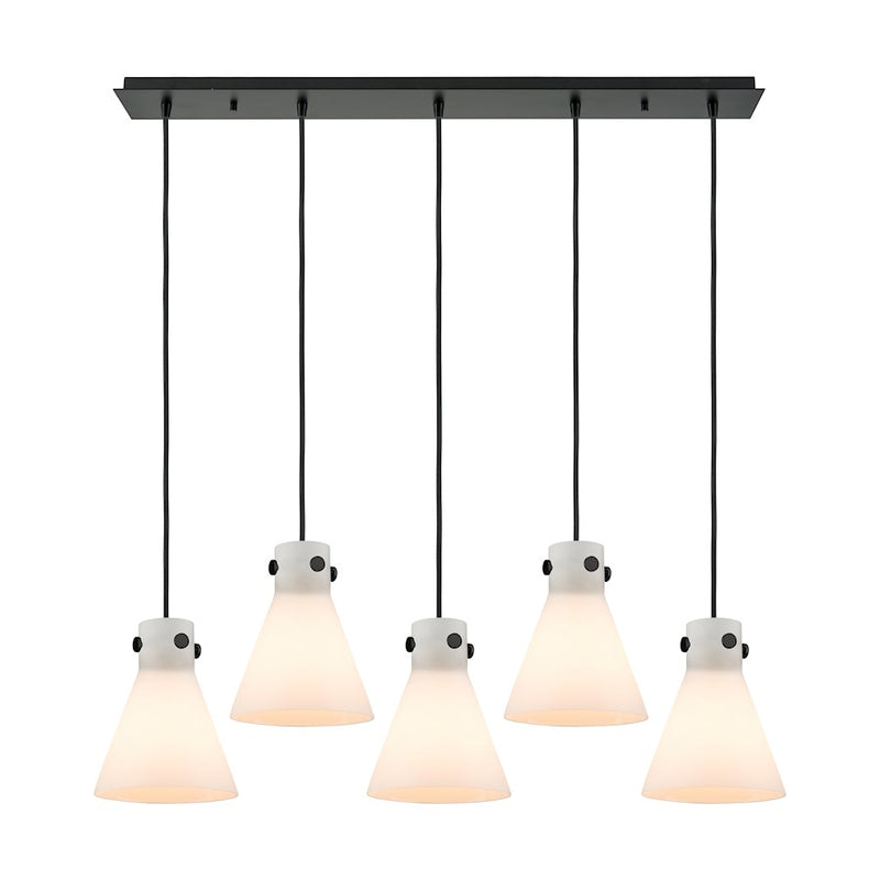 Innovations Newton Cone 5Lt 8" CL Pendant, BK/WH - 125-410-1PS-BK-G411-8WH