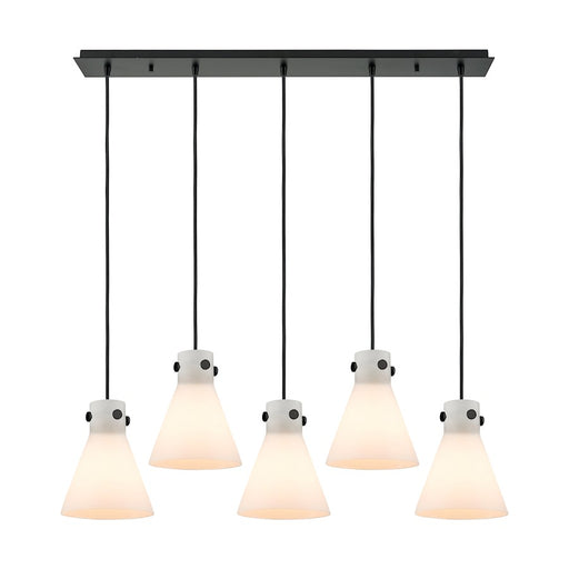 Innovations Newton Cone 5Lt 8" CL Pendant, BK/WH - 125-410-1PS-BK-G411-8WH