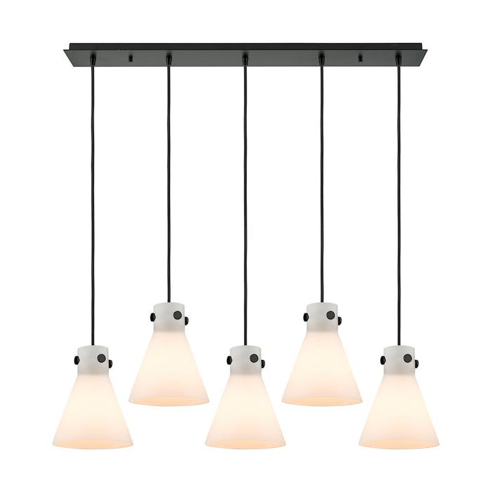 Innovations Newton Cone 5Lt 8" CL Pendant, BK/WH - 125-410-1PS-BK-G411-8WH