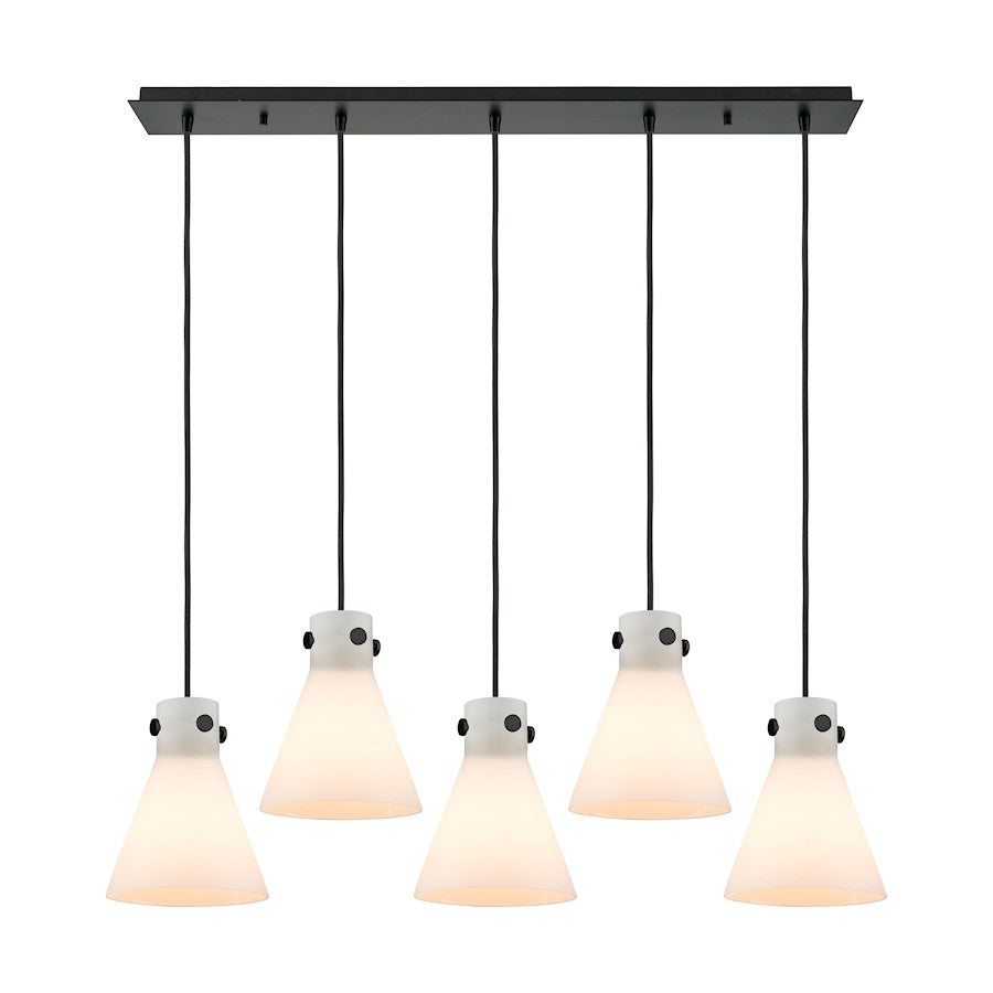 Innovations Newton Cone 5Lt 8" CL Pendant, BK/WH - 125-410-1PS-BK-G411-8WH