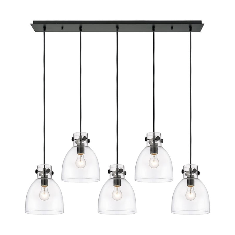 Innovations Newton Bell 5Lt 8" CL Pendant, BK/CL - 125-410-1PS-BK-G412-8CL