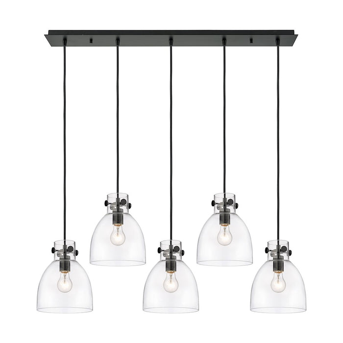 Innovations Newton Bell 5Lt 8" CL Pendant, BK/CL - 125-410-1PS-BK-G412-8CL