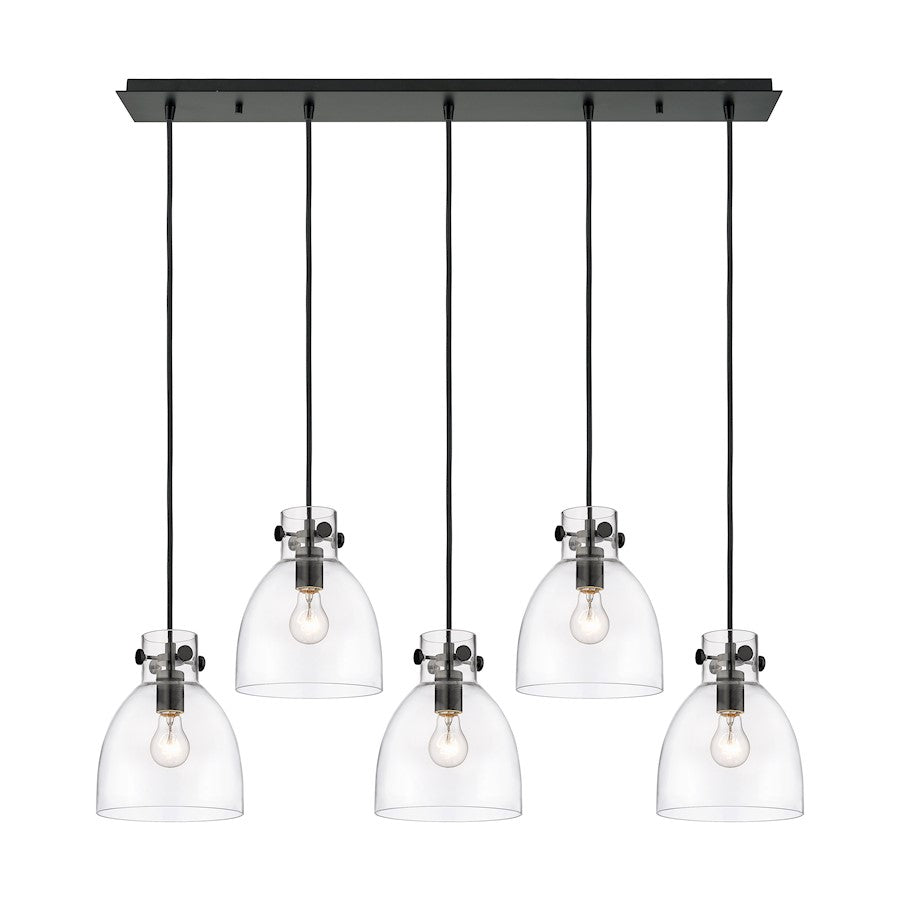 Innovations Newton Bell 5Lt 8" CL Pendant, BK/CL - 125-410-1PS-BK-G412-8CL