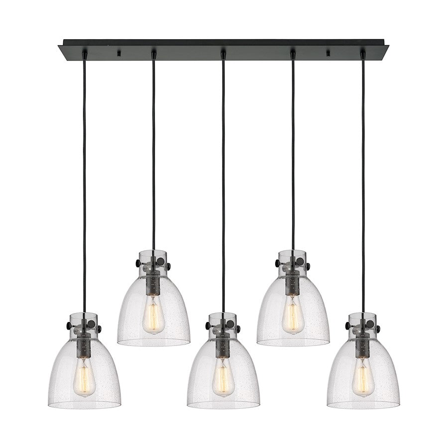 Innovations Newton Bell 5Lt 8" CL Pendant, BK/SD - 125-410-1PS-BK-G412-8SDY