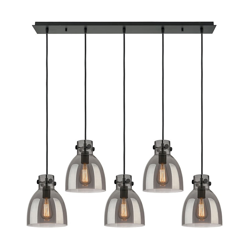 Innovations Newton Bell 5Lt 8" CL Pendant, BK/SM - 125-410-1PS-BK-G412-8SM