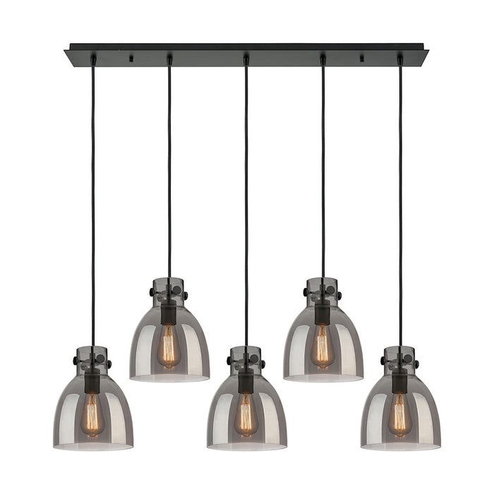 Innovations Newton Bell 5Lt 8" CL Pendant, BK/SM - 125-410-1PS-BK-G412-8SM