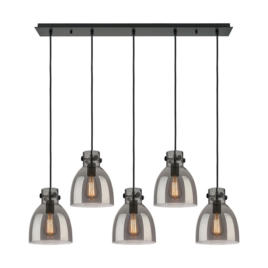 Innovations Newton Bell 5Lt 8" CL Pendant, BK/SM - 125-410-1PS-BK-G412-8SM