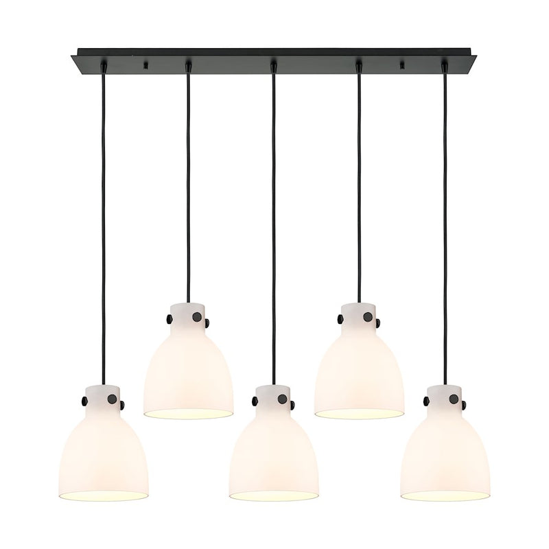 Innovations Newton Bell 5Lt 8" CL Pendant, BK/WH - 125-410-1PS-BK-G412-8WH