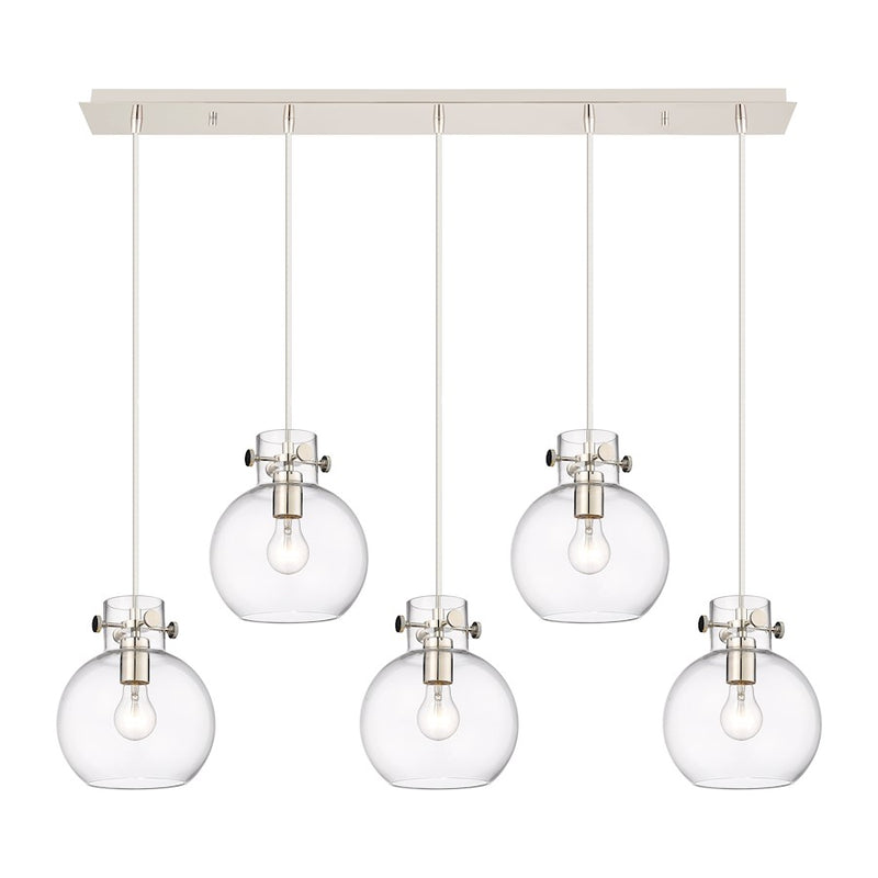 Innovations Newton Sphere 5Lt 8" CL Pendant, PN/CL - 125-410-1PS-PN-G410-8CL