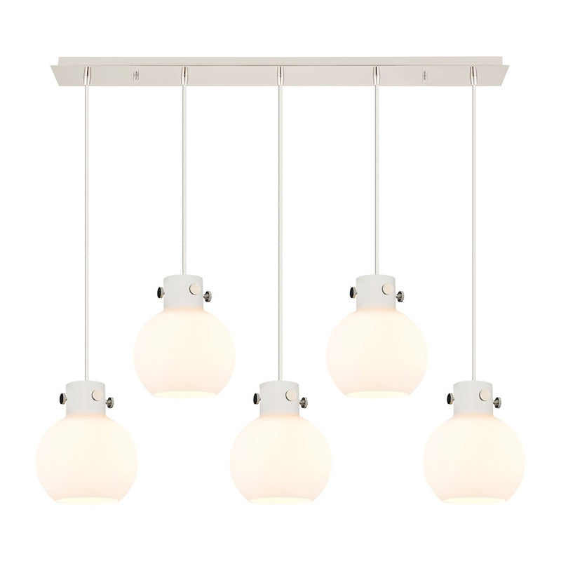 Innovations Newton Sphere 5Lt 8" CL Pendant, PN/WH - 125-410-1PS-PN-G410-8WH