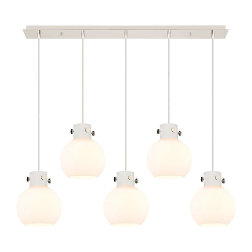 Innovations Newton Sphere 5Lt 8" CL Pendant, PN/WH - 125-410-1PS-PN-G410-8WH