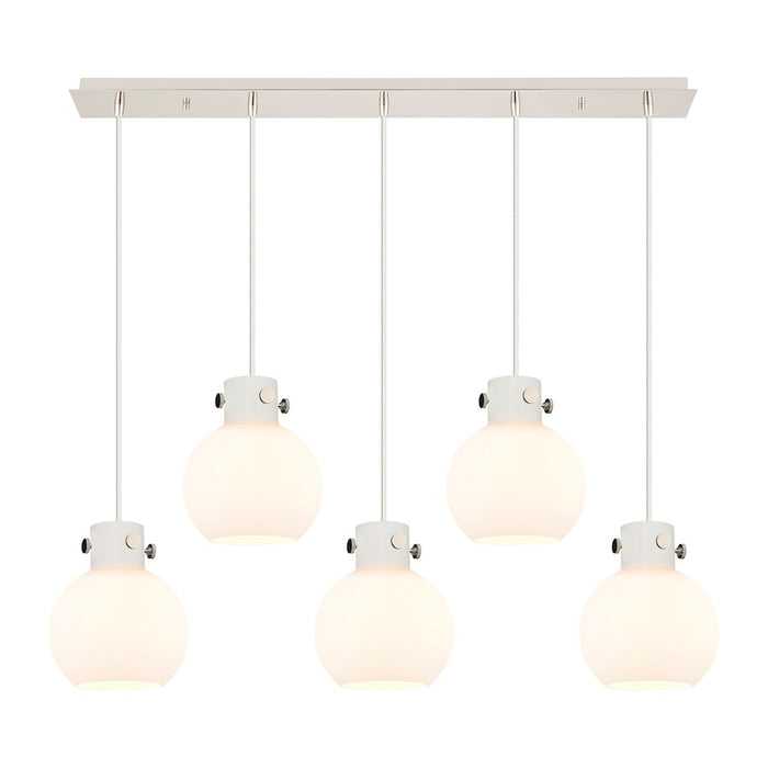 Innovations Newton Sphere 5Lt 8" CL Pendant, PN/WH - 125-410-1PS-PN-G410-8WH