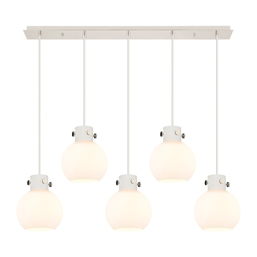 Innovations Newton Sphere 5Lt 8" CL Pendant, PN/WH - 125-410-1PS-PN-G410-8WH