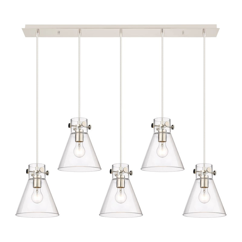 Innovations Newton Cone 5Lt 8" CL Pendant, PN/CL - 125-410-1PS-PN-G411-8CL