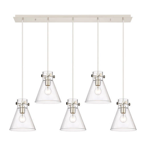 Innovations Newton Cone 5Lt 8" CL Pendant, PN/CL - 125-410-1PS-PN-G411-8CL