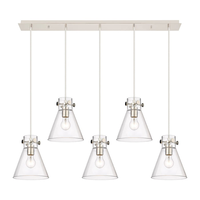 Innovations Newton Cone 5Lt 8" CL Pendant, PN/CL - 125-410-1PS-PN-G411-8CL