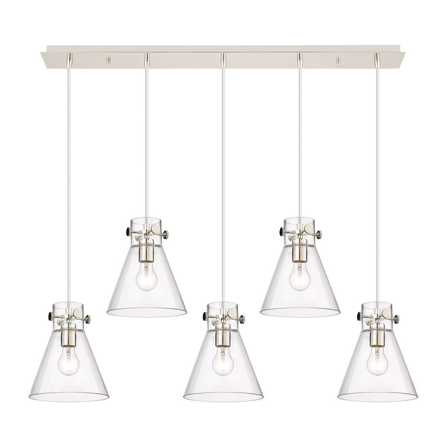 Innovations Newton Cone 5Lt 8" CL Pendant, PN/CL - 125-410-1PS-PN-G411-8CL