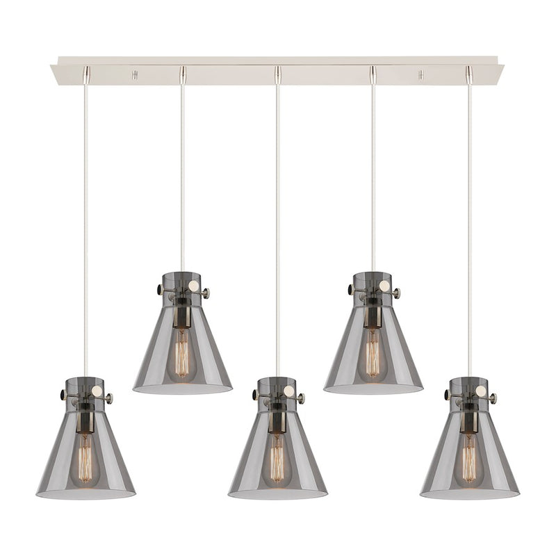 Innovations Newton Cone 5Lt 8" CL Pendant, PN/SM - 125-410-1PS-PN-G411-8SM