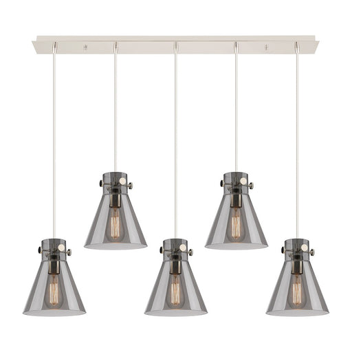 Innovations Newton Cone 5Lt 8" CL Pendant, PN/SM - 125-410-1PS-PN-G411-8SM