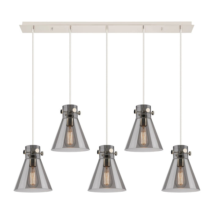 Innovations Newton Cone 5Lt 8" CL Pendant, PN/SM - 125-410-1PS-PN-G411-8SM