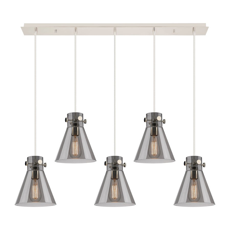 Innovations Newton Cone 5Lt 8" CL Pendant, PN/SM - 125-410-1PS-PN-G411-8SM