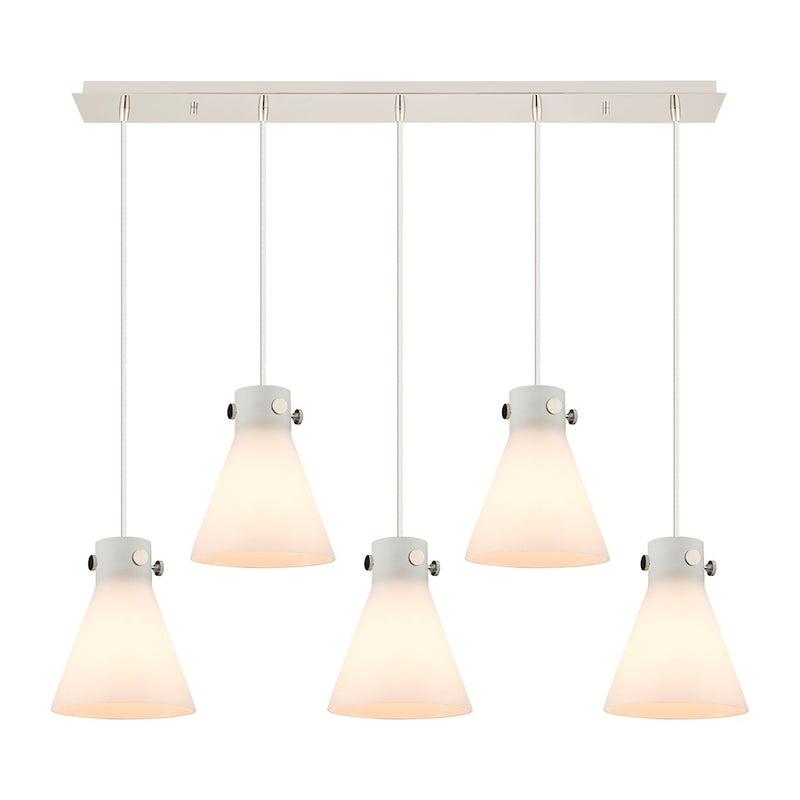 Innovations Newton Cone 5Lt 8" CL Pendant, PN/WH - 125-410-1PS-PN-G411-8WH