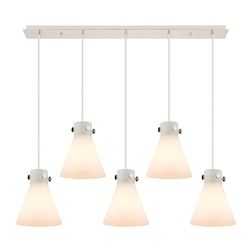 Innovations Newton Cone 5Lt 8" CL Pendant, PN/WH - 125-410-1PS-PN-G411-8WH