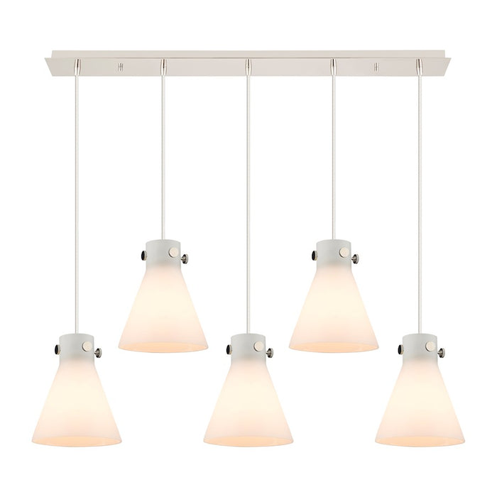 Innovations Newton Cone 5Lt 8" CL Pendant, PN/WH - 125-410-1PS-PN-G411-8WH