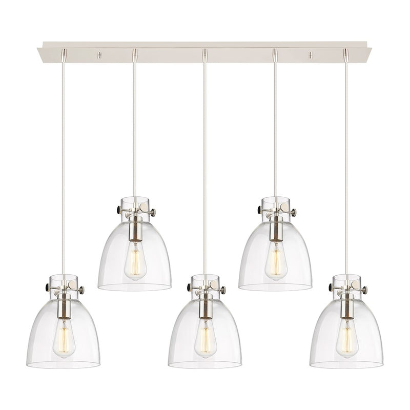 Innovations Newton Bell 5Lt 8" CL Pendant, PN/CL - 125-410-1PS-PN-G412-8CL