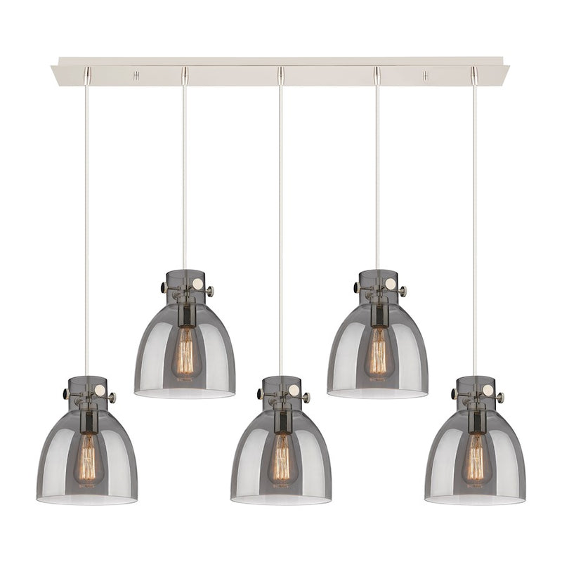 Innovations Newton Bell 5Lt 8" CL Pendant, PN/SM - 125-410-1PS-PN-G412-8SM