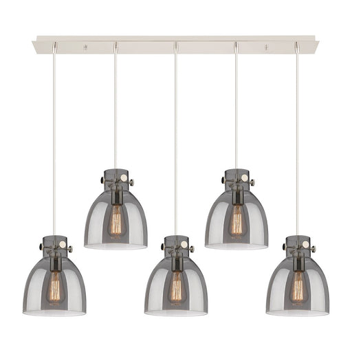 Innovations Newton Bell 5Lt 8" CL Pendant, PN/SM - 125-410-1PS-PN-G412-8SM