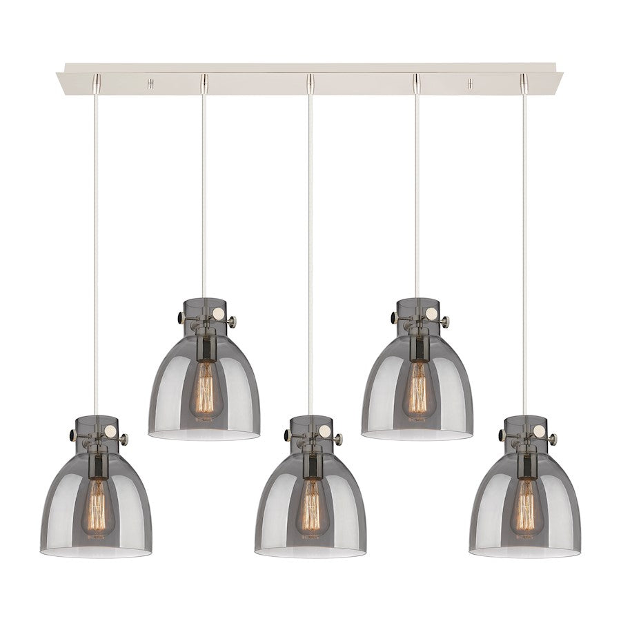 Innovations Newton Bell 5Lt 8" CL Pendant, PN/SM - 125-410-1PS-PN-G412-8SM