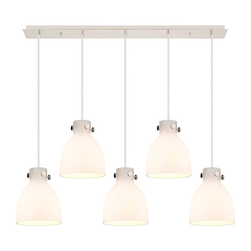 Innovations Newton Bell 5Lt 8" CL Pendant, PN/WH - 125-410-1PS-PN-G412-8WH