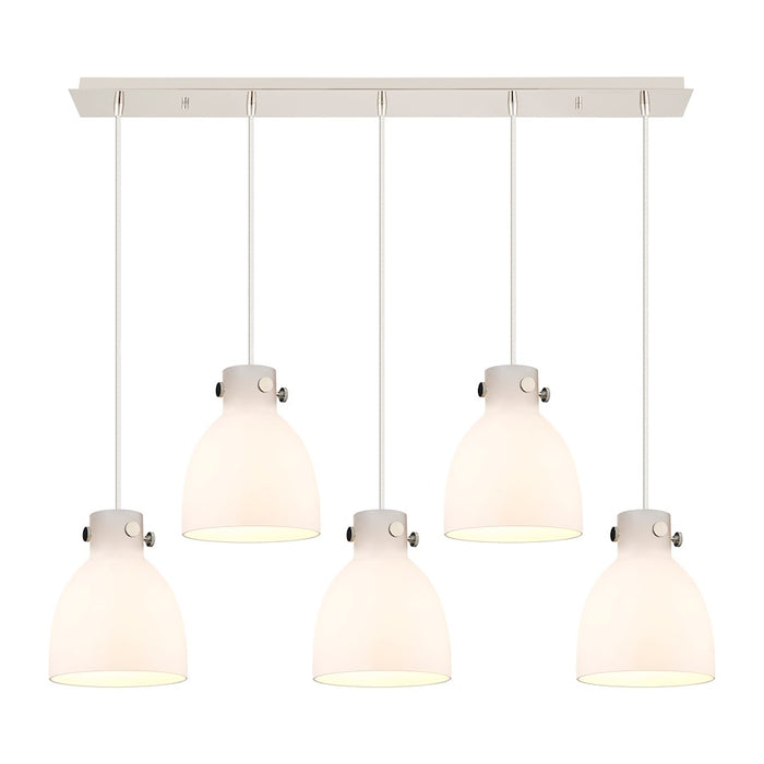 Innovations Newton Bell 5Lt 8" CL Pendant, PN/WH - 125-410-1PS-PN-G412-8WH