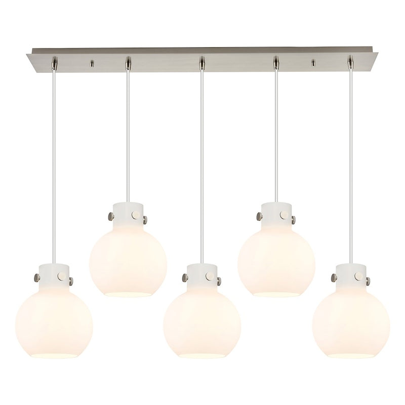 Innovations Newton Sphere 5Lt 8" CL Pendant, SN/WH - 125-410-1PS-SN-G410-8WH