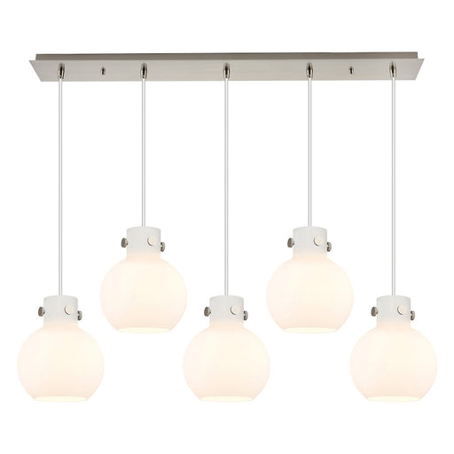 Innovations Newton Sphere 5Lt 8" CL Pendant, SN/WH - 125-410-1PS-SN-G410-8WH