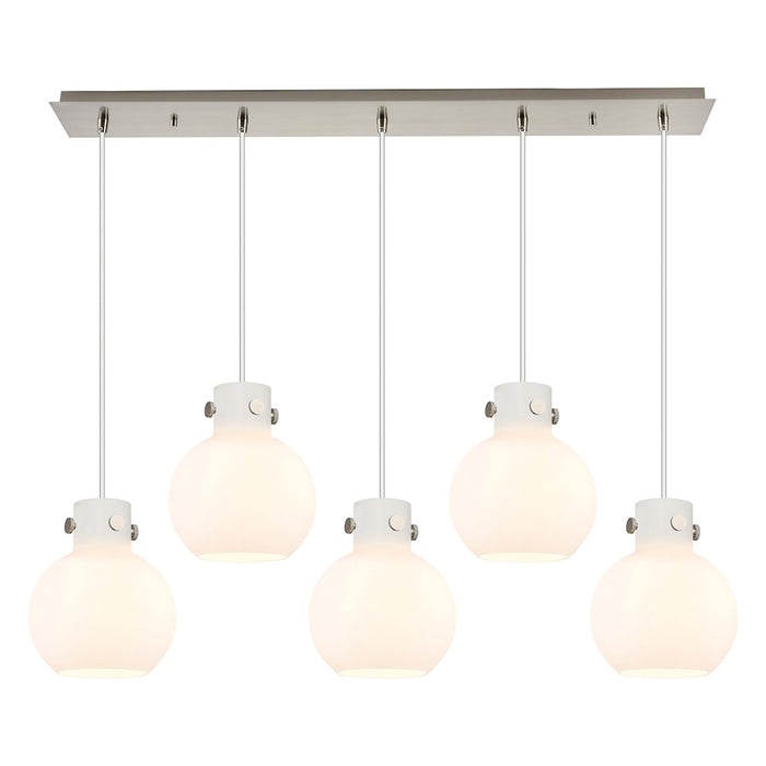 Innovations Newton Sphere 5Lt 8" CL Pendant, SN/WH - 125-410-1PS-SN-G410-8WH