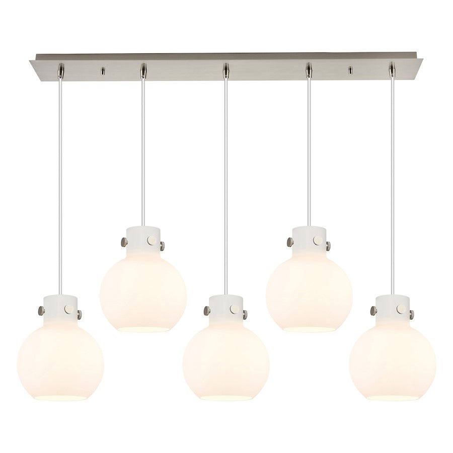 Innovations Newton Sphere 5Lt 8" CL Pendant, SN/WH - 125-410-1PS-SN-G410-8WH