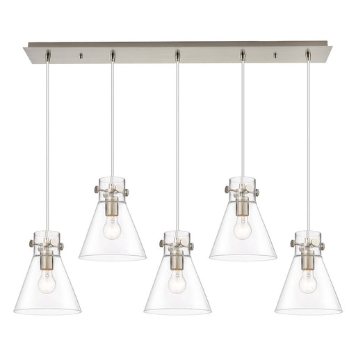 Innovations Newton Cone 5Lt 8" CL Pendant, SN/CL - 125-410-1PS-SN-G411-8CL